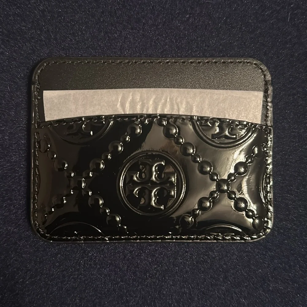 Tory Burch Black Patent Leather  Card Holder NEW